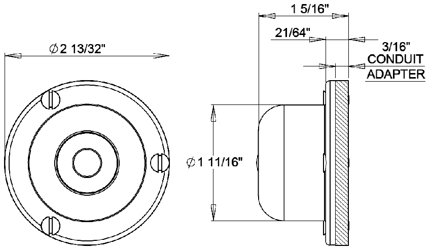 1786C-B 65P push button dimensions